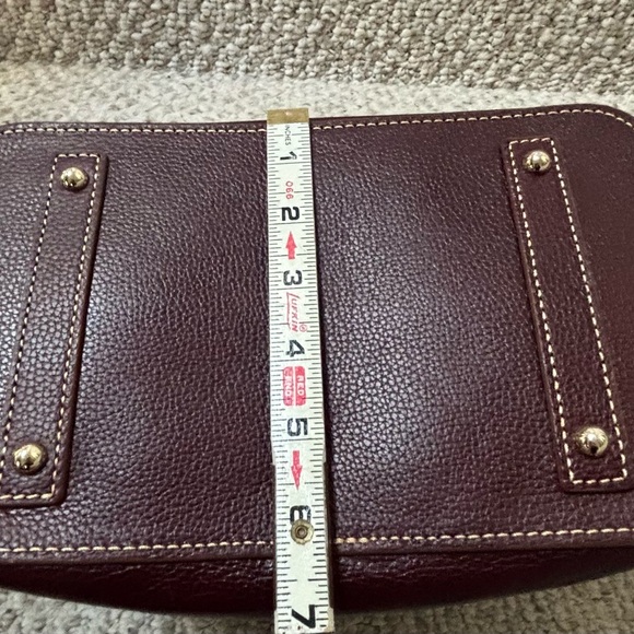 Dooney Burgundy Leather Bucket Bag with Gold Hardware with card wallet - Picture 14 of 16